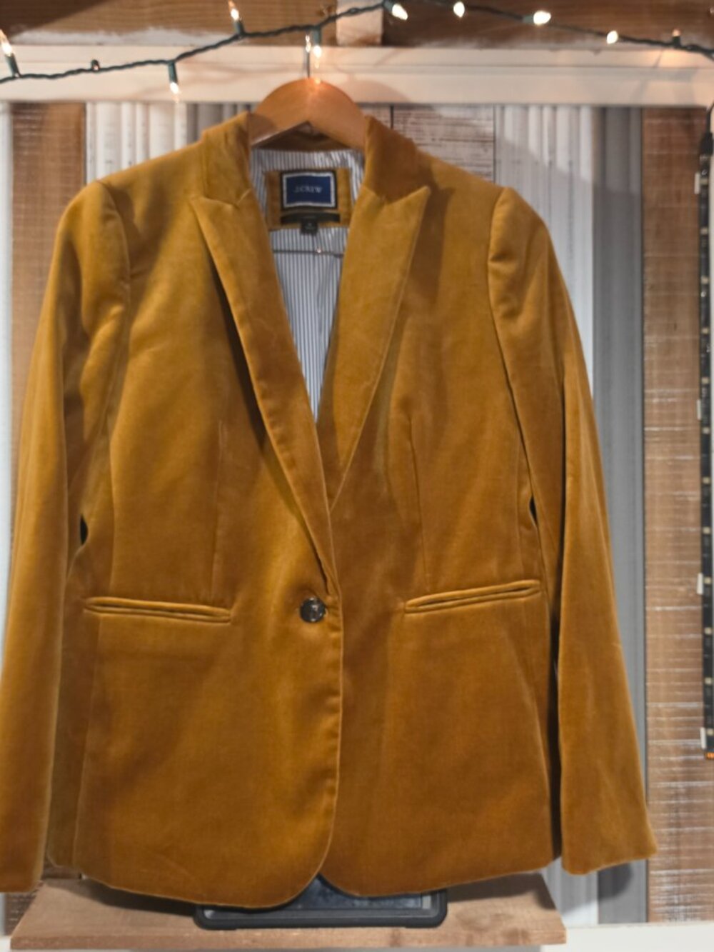 J Crew Gold Corduroy Blazer Striped Lining - Picture 2 of 8